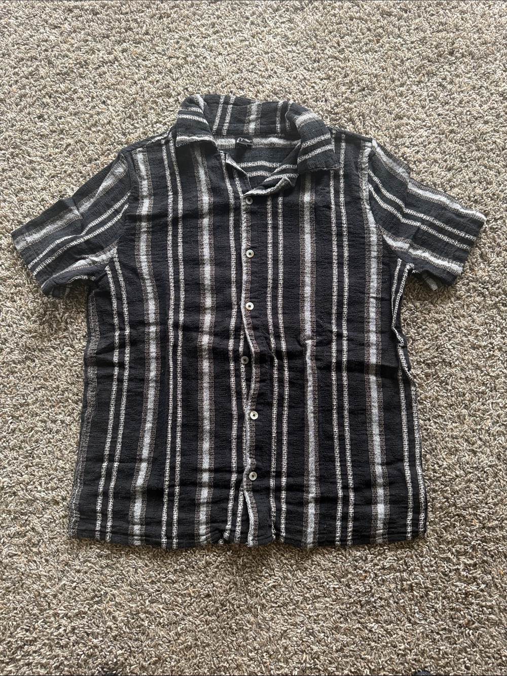 art class Black and Gray Striped Short-Sleeve Button Down Shirt
